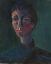 Portrait de femme fond vert, sans date.